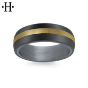 Tantalum & Carbon Fiber Solid Gold Ring 7mm