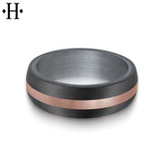 Tantalum & Carbon Fiber Solid Gold Ring 7mm