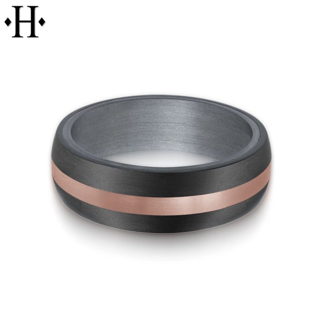 Tantalum & Carbon Fiber Solid Gold Ring 7mm
