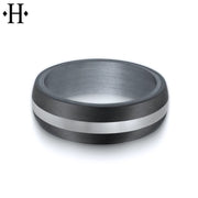 Tantalum & Carbon Fiber Solid Gold Ring 7mm