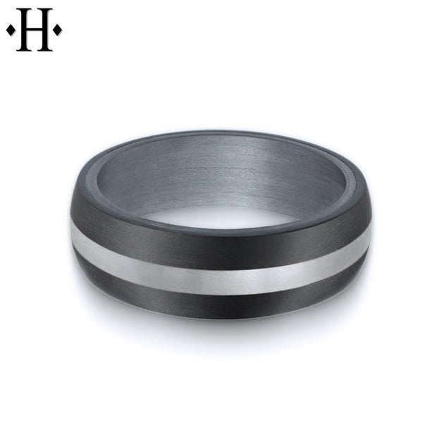 Tantalum & Carbon Fiber Solid Gold Ring 7mm