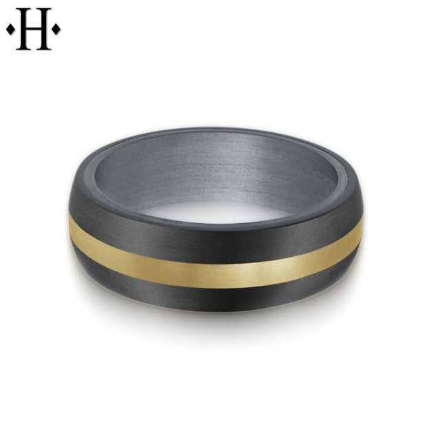 Tantalum & Carbon Fiber Solid Gold Ring 7mm