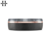 Tantalum & Carbon Fiber Solid Gold Ring 7mm