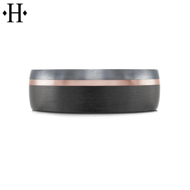 Tantalum & Carbon Fiber Solid Gold Ring 7mm