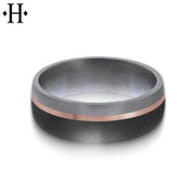 Tantalum & Carbon Fiber Solid Gold Ring 7mm