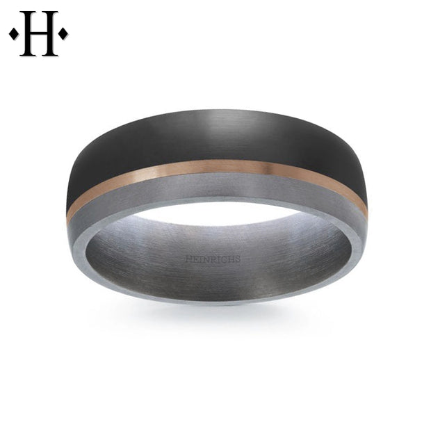 Tantalum & Carbon Fiber Solid Gold Ring 7mm