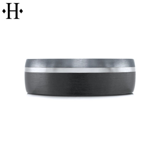 Tantalum & Carbon Fiber Solid Gold Ring 7mm