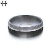 Tantalum & Carbon Fiber Solid Gold Ring 7mm