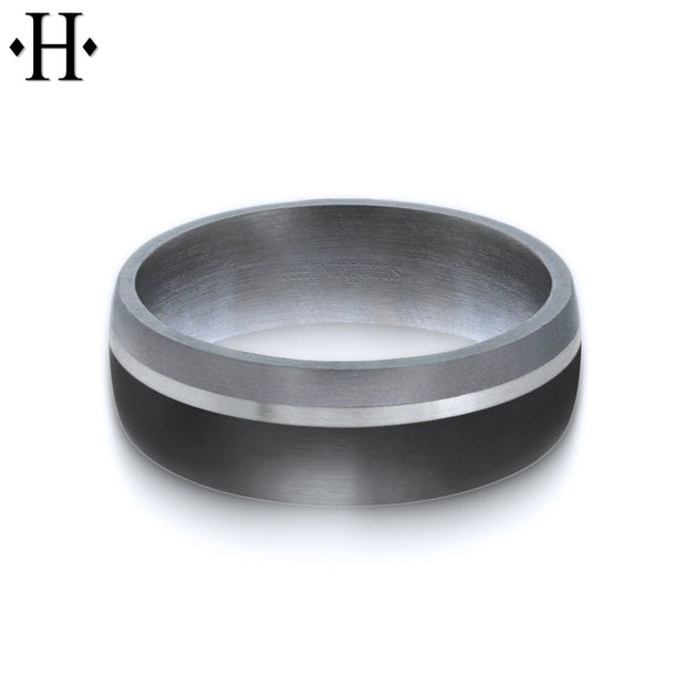 Tantalum & Carbon Fiber Solid Gold Ring 7mm