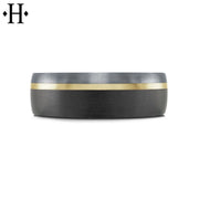 Tantalum & Carbon Fiber Solid Gold Ring 7mm