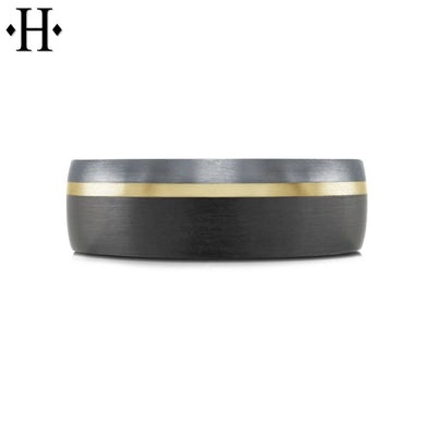 Tantalum & Carbon Fiber Solid Gold Ring 7mm