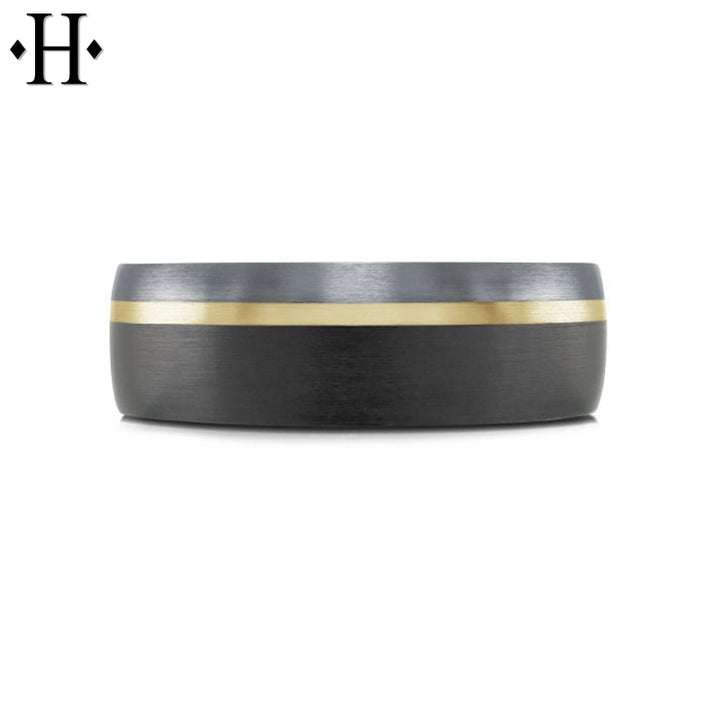 Tantalum & Carbon Fiber Solid Gold Ring 7mm