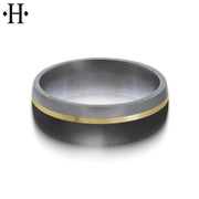 Tantalum & Carbon Fiber Solid Gold Ring 7mm