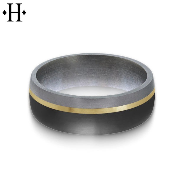 Tantalum & Carbon Fiber Solid Gold Ring 7mm