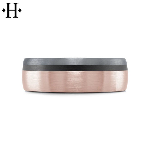 Tantalum & Carbon Fiber Solid Gold Ring 7mm