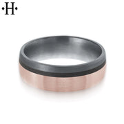 Tantalum & Carbon Fiber Solid Gold Ring 7mm
