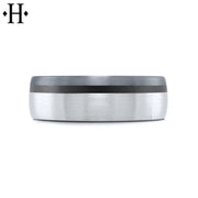 Tantalum & Carbon Fiber Solid Gold Ring 7mm