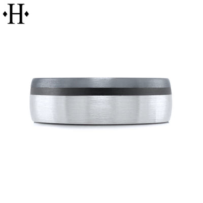 Tantalum & Carbon Fiber Solid Gold Ring 7mm