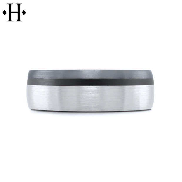 Tantalum & Carbon Fiber Solid Gold Ring 7mm