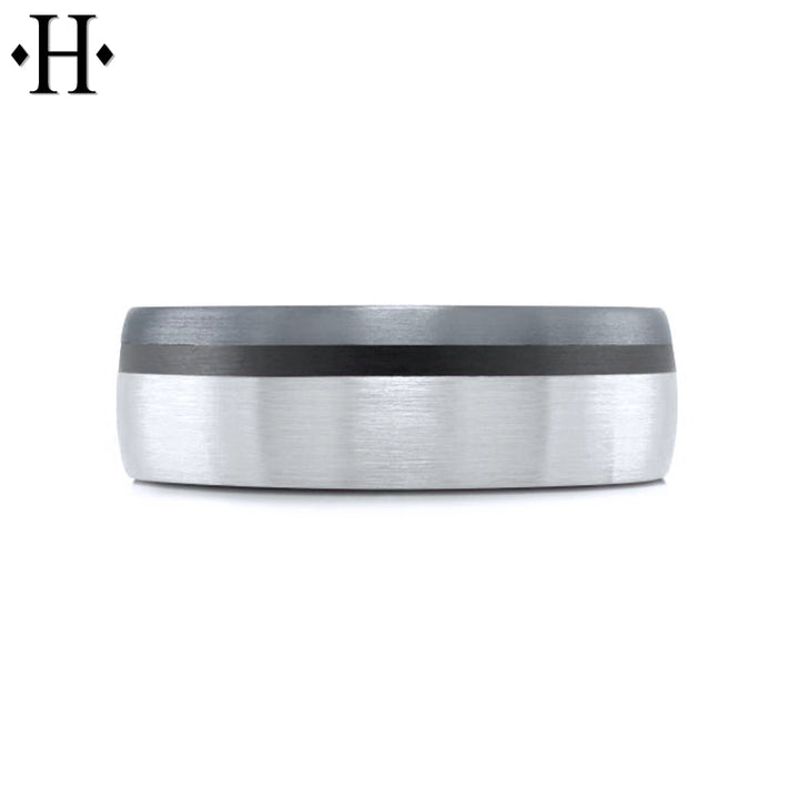 Tantalum & Carbon Fiber Solid Gold Ring 7mm