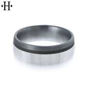 Tantalum & Carbon Fiber Solid Gold Ring 7mm