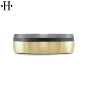 Tantalum & Carbon Fiber Solid Gold Ring 7mm