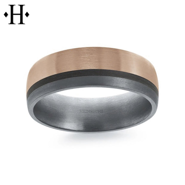 Tantalum & Carbon Fiber Solid Gold Ring 7mm