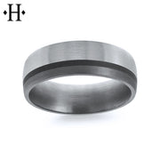 Tantalum & Carbon Fiber Solid Gold Ring 7mm