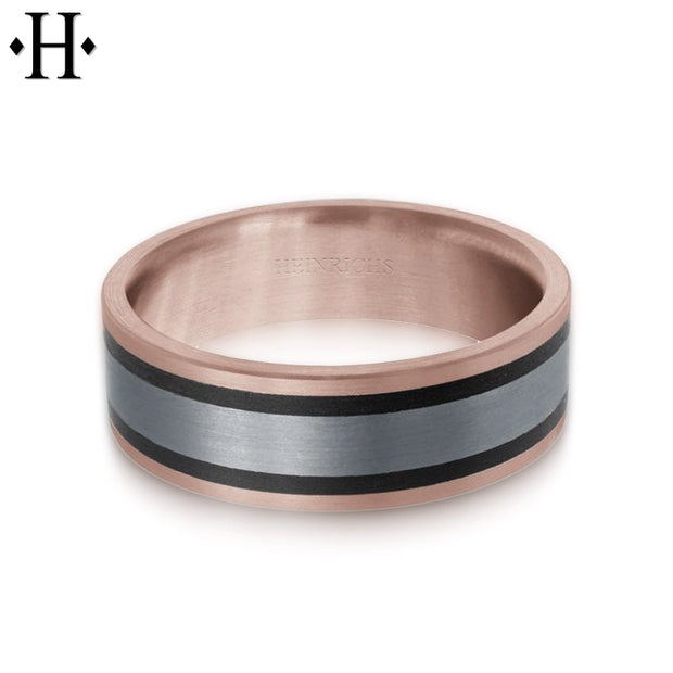 Tantalum & Carbon Fiber Solid Gold Ring 7mm