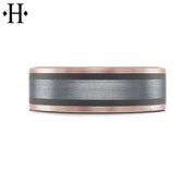 Tantalum & Carbon Fiber Solid Gold Ring 7mm