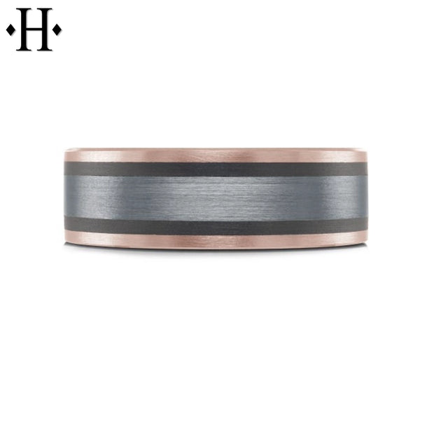 Tantalum & Carbon Fiber Solid Gold Ring 7mm