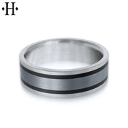 Tantalum & Carbon Fiber Solid Gold Ring 7mm
