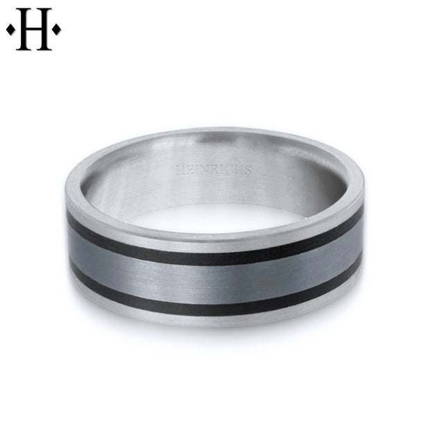 Tantalum & Carbon Fiber Solid Gold Ring 7mm