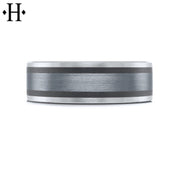 Tantalum & Carbon Fiber Solid Gold Ring 7mm