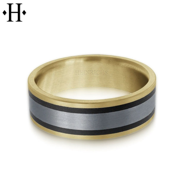 Tantalum & Carbon Fiber Solid Gold Ring 7mm