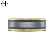 Tantalum & Carbon Fiber Solid Gold Ring 7mm
