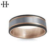 Tantalum & Carbon Fiber Solid Gold Ring 7.5mm