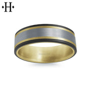 Tantalum & Carbon Fiber Solid Gold Ring 7.5mm