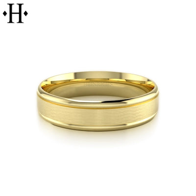 Classic Carved Solid Gold Ring 6mm