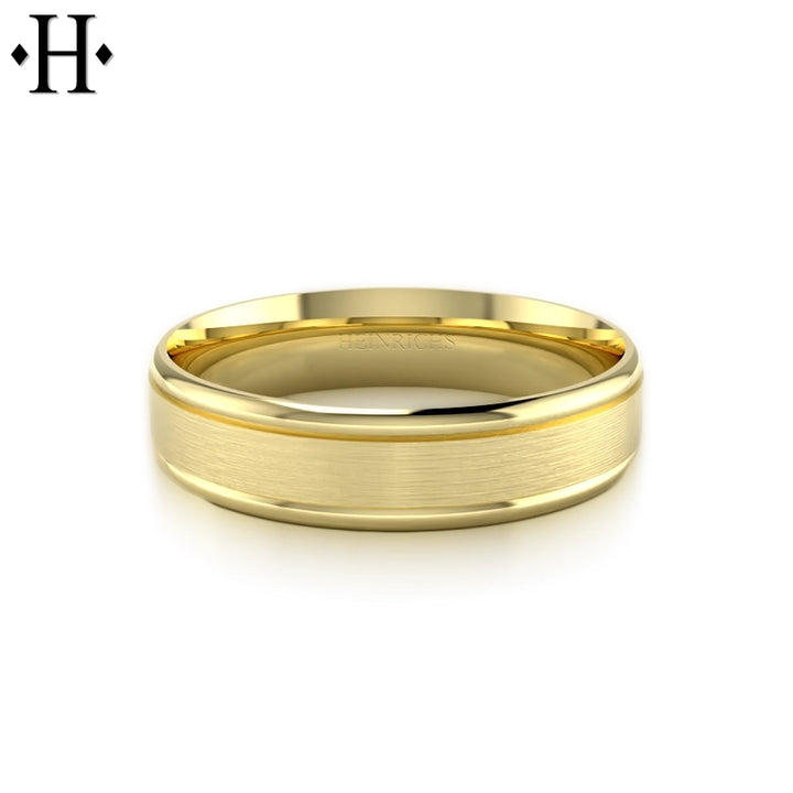 Classic Carved Solid Gold Ring 6mm