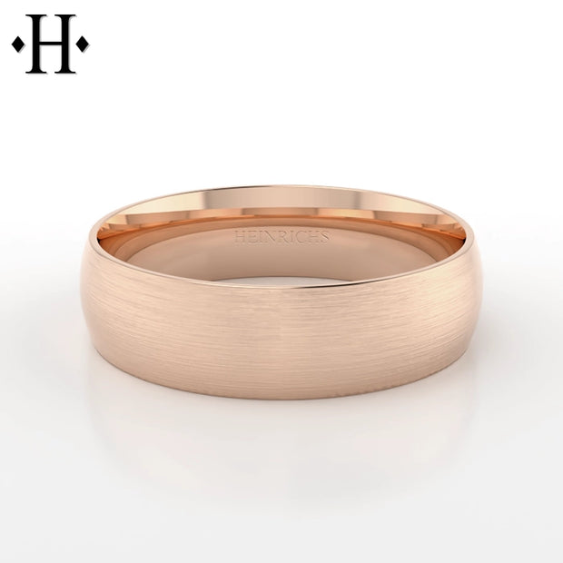 Classic Satin Round Solid Gold Ring 7mm