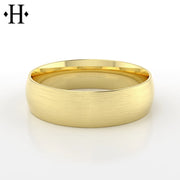 Classic Satin Round Solid Gold Ring 7mm