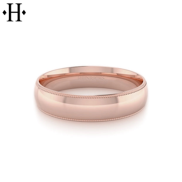 Classic Milgrain Round Solid Gold Ring 5mm