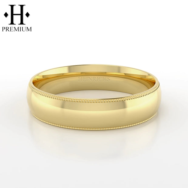 Premium Milgrain Round Solid Gold Ring 5mm