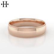 Classic Milgrain Round Solid Gold Ring 6mm