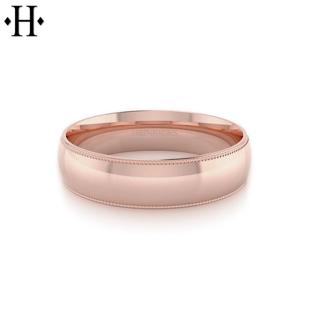 Classic Milgrain Round Solid Gold Ring 6mm