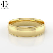 Premium Milgrain Round Solid Gold Ring 6mm