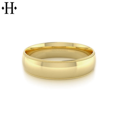 Classic Milgrain Round Solid Gold Ring 6mm