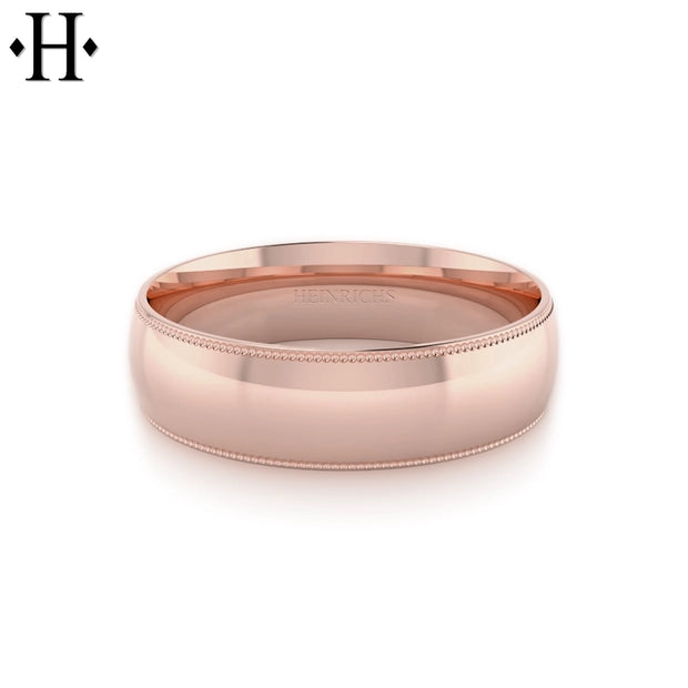 Classic Milgrain Round Solid Gold Ring 7mm
