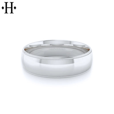 Classic Milgrain Round Solid Gold Ring 7mm